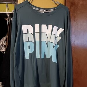 Victoria's Secret Teal Sweatshirt with White PINK Logo